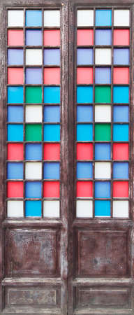 Chinese ancient wooden doorの写真素材