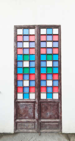 Chinese ancient wooden doorの写真素材