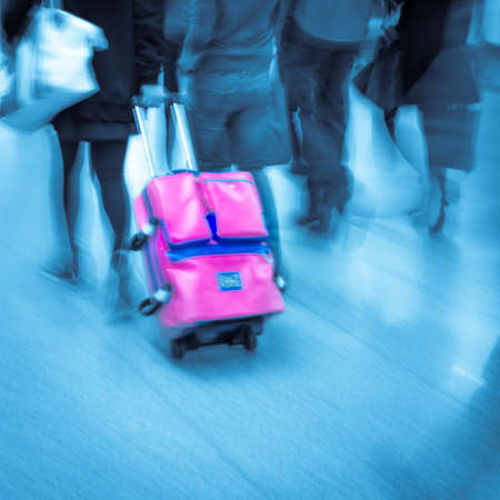 business people walk at subway station abstract blurの写真素材