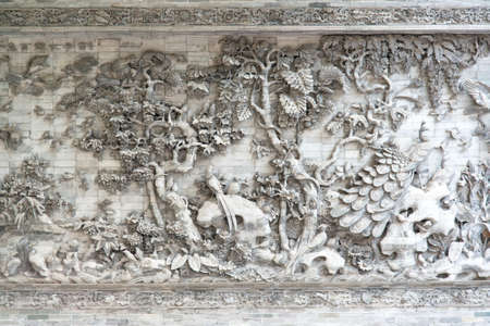 Chinese stone relief wall textureの写真素材