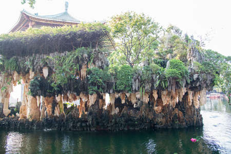 Chinese garden with waterの写真素材