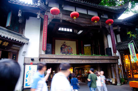 CHENGDU, CHINA-SEP 08: Shopper and stores at Jinli retro Pedestrian Street on SEP 08, 2011 in CHENGDU, China. Jinli Street is one of the most famous street of China where full of retro Chinese elementのeditorial素材
