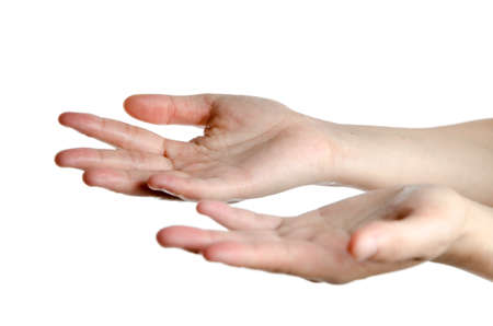 open hands isolated on whiteの写真素材