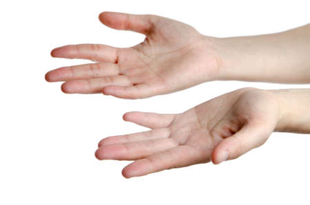 open hands isolated on whiteの写真素材
