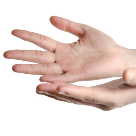 open hands isolated on whiteの写真素材