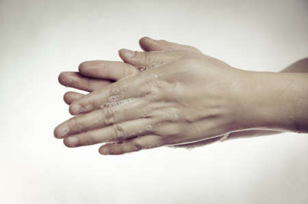 medical wash hand, cleaning with bubble gesture seriesの写真素材