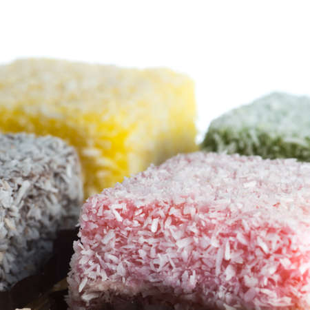 Sweet food, lamington coconut cake.の写真素材