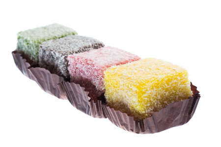 Sweet food, lamington coconut cake.の写真素材