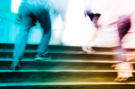Walking business people blur motionの写真素材