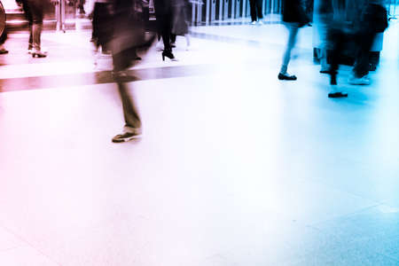 city business people abstract blur motion,  passenger walk at subway station