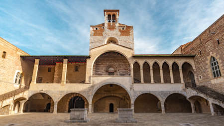 Perpignan, France - December 24, 2018: Interior courtyard of the Palace of the Kings of Majorca, Perpignanのeditorial素材