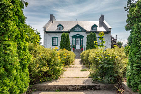 Cacouna, Quebec, Canada - August 14, 2018: Central perspective view of the old presbytery of Cacouna, Quebecのeditorial素材