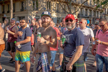 Paris, France - June 30, 2018: A group of gay bear during the 2018 gay pride.のeditorial素材