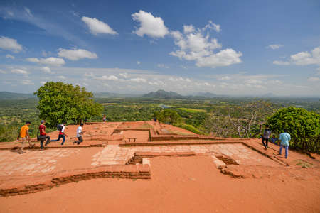 Sigiriya, Sri Lanka - July 7, 2016:  Visitors on top of Sigiriya Rock on a sunny summer afternoon.のeditorial素材