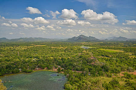 Sigiriya, Sri Lanka - July 7, 2016:  View on the surrounding countryside from from Sigiriya Rock on a sunny summer afternoon.のeditorial素材