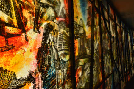 Montreal, Quebec, Canada - Aug 23, 2016: Close-up of an artwork inside the Montreal metroのeditorial素材