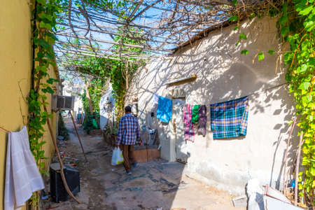 Doha, Qatar - Dec 17, 2016: Migrant workers neighborhood in the old Msheireb district. Taken in the afternoon on an early winter day, Doha, Qatarのeditorial素材