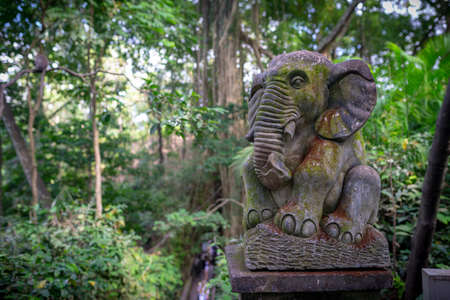 Statue of an elephant, taken on an overcast afternoon, Monkey forest, Ubud, Bali, Indonesia