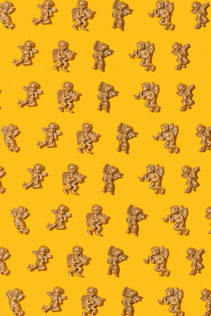 Angels statues miniatures for backgroundの写真素材