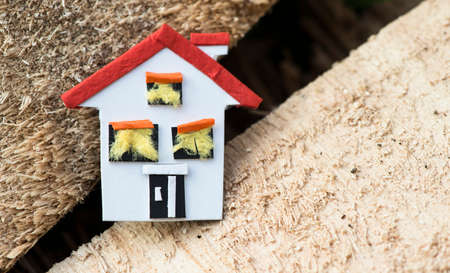 House miniature on wooden boards. Close upの写真素材