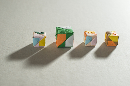 Origami cubes of paperの写真素材
