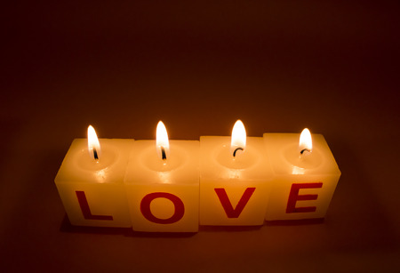 Text Love on candleの写真素材