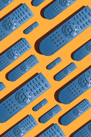 Blue TV remote pattern of many devicesの写真素材