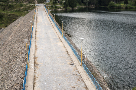 Water supply from a dam. Wallの写真素材