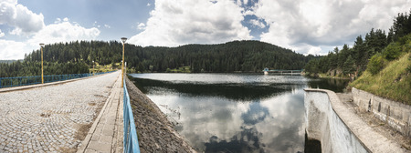 Water supply from a dam. Wallのeditorial素材