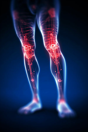 Joint pain concept. Glowing body illustrationの素材