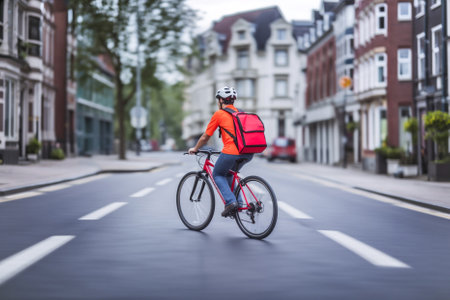 City Street Commuter riding a bicycleの素材