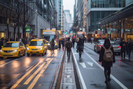 Young Adults on a Busy City Streetの素材