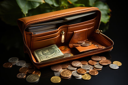 A leather purse filled with lots of moneyの素材