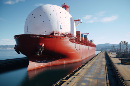 Large natural gas tanker. Concept of energy independenceの素材
