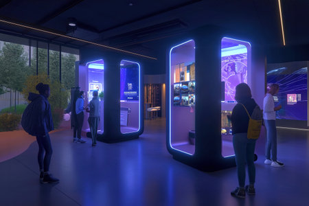 Screenshots of interactive virtual booths at an online expo.の素材