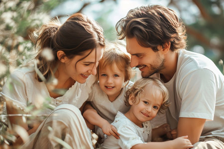 Family activities that promote emotional intelligence and connection. Enjoying nature.の素材