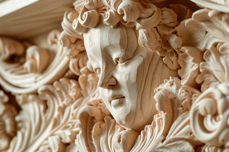 Macro shot of detailed woodworking and carpentry.の素材