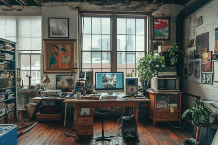 Creative setups for working in non-traditional environments. Remote work conceptÐ»の素材