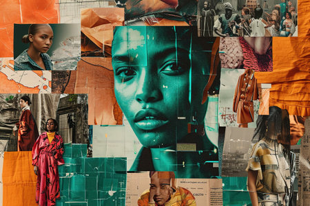 Collage visuals highlighting the journey of ethical fashion from production to use.の素材