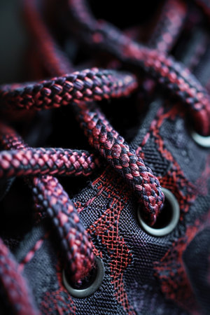 Shoelaces Close-Up: patterns and textures of shoelaces.の素材