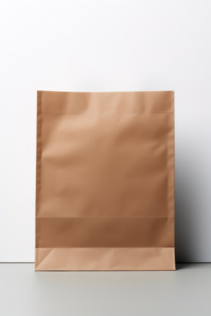 A brown paper bag mock-up isolated on white.の素材