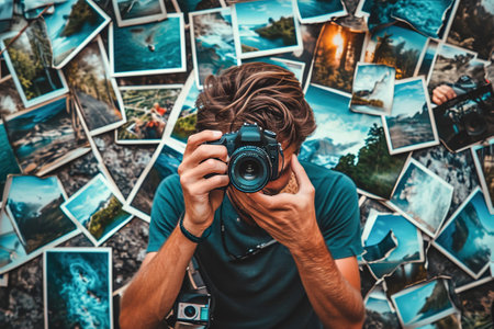Collage showcases engaging in favorite photography hobbies.の素材