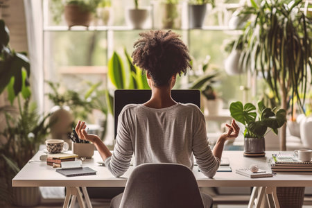 Incorporating balance exercises into a desk work routine.の素材