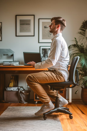 Desk stretches and exercises for maintaining good posture.の素材