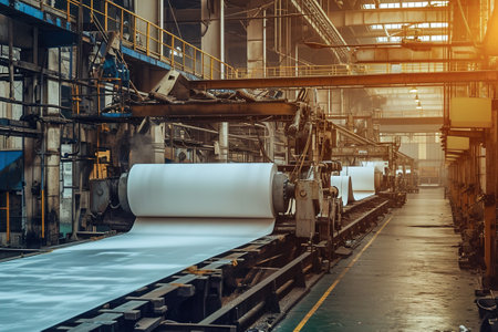 Paper production factory, machinery for pulping, refining, and forming paper.の素材