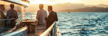 Business meeting on yacht, discussion session on a private yacht.の素材