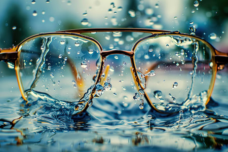 Nano-coatings on eyeglasses repel water, fingerprints, and dust, ensuring clearer vision.の素材