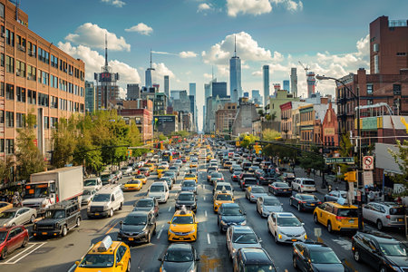 Analyzing traffic flow data, designing efficient public transit systems, car-sharing programs, and smart mobility solutions to ease urban congestion.の素材