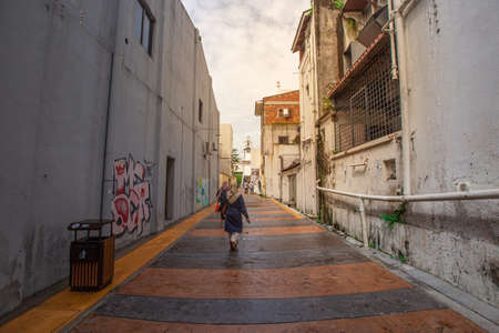 Street view of Panglima Lane in Ipoh, Perak, Malaysia. Ipoh landmark icon.のeditorial素材