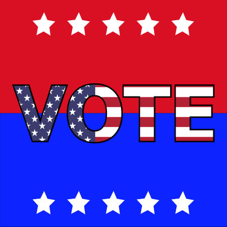 Vote vector illustration with United States flag background. US Election. Midterm Election. Banner Design. Flyer Design. Poster Design. National Event. Vector. Illustrationのイラスト素材
